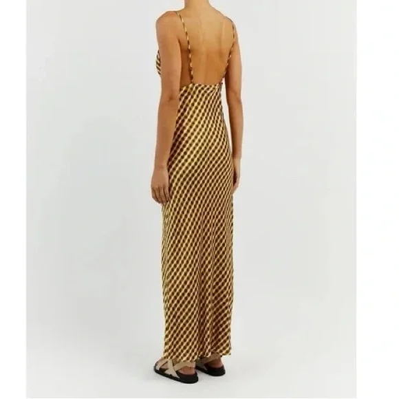 NWT DISSH Gala Lime Satin Printed Maxi Dress US 2 - Picture 6 of 6